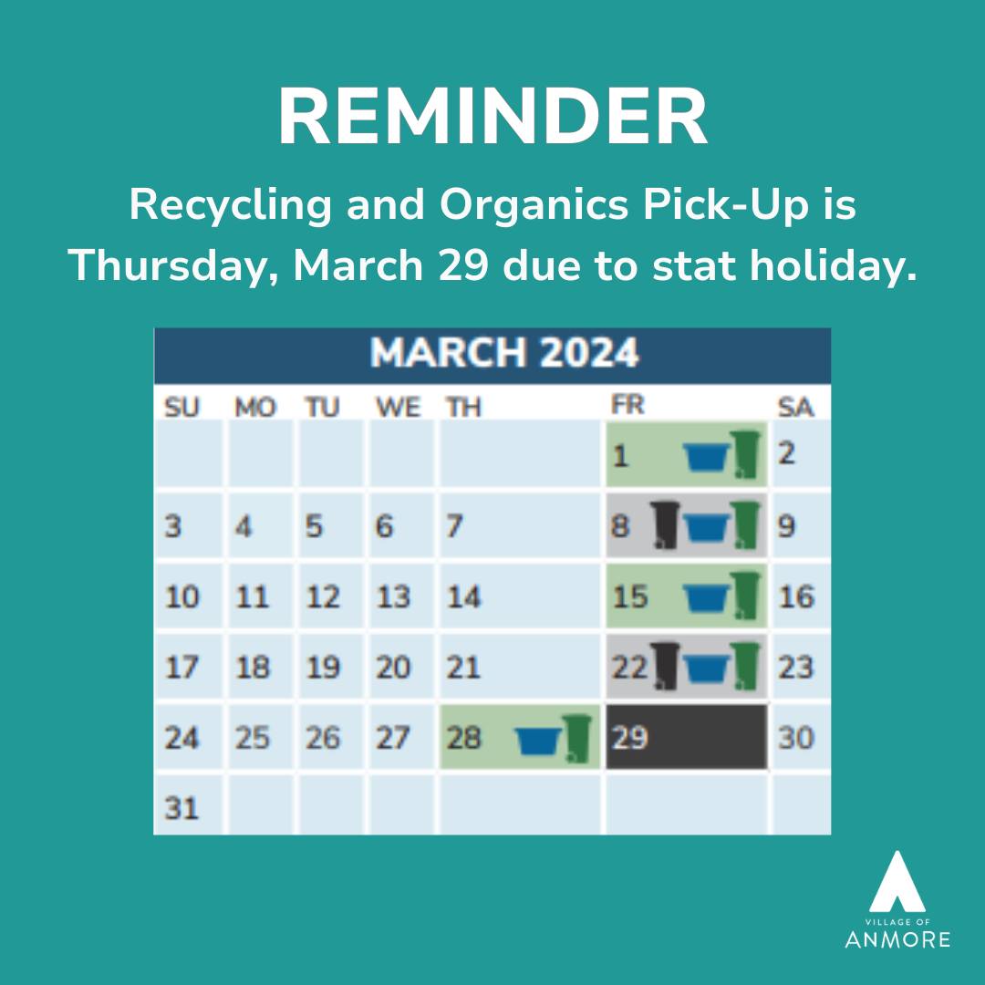 graphic for reminder of waste collection change due to stat holiday