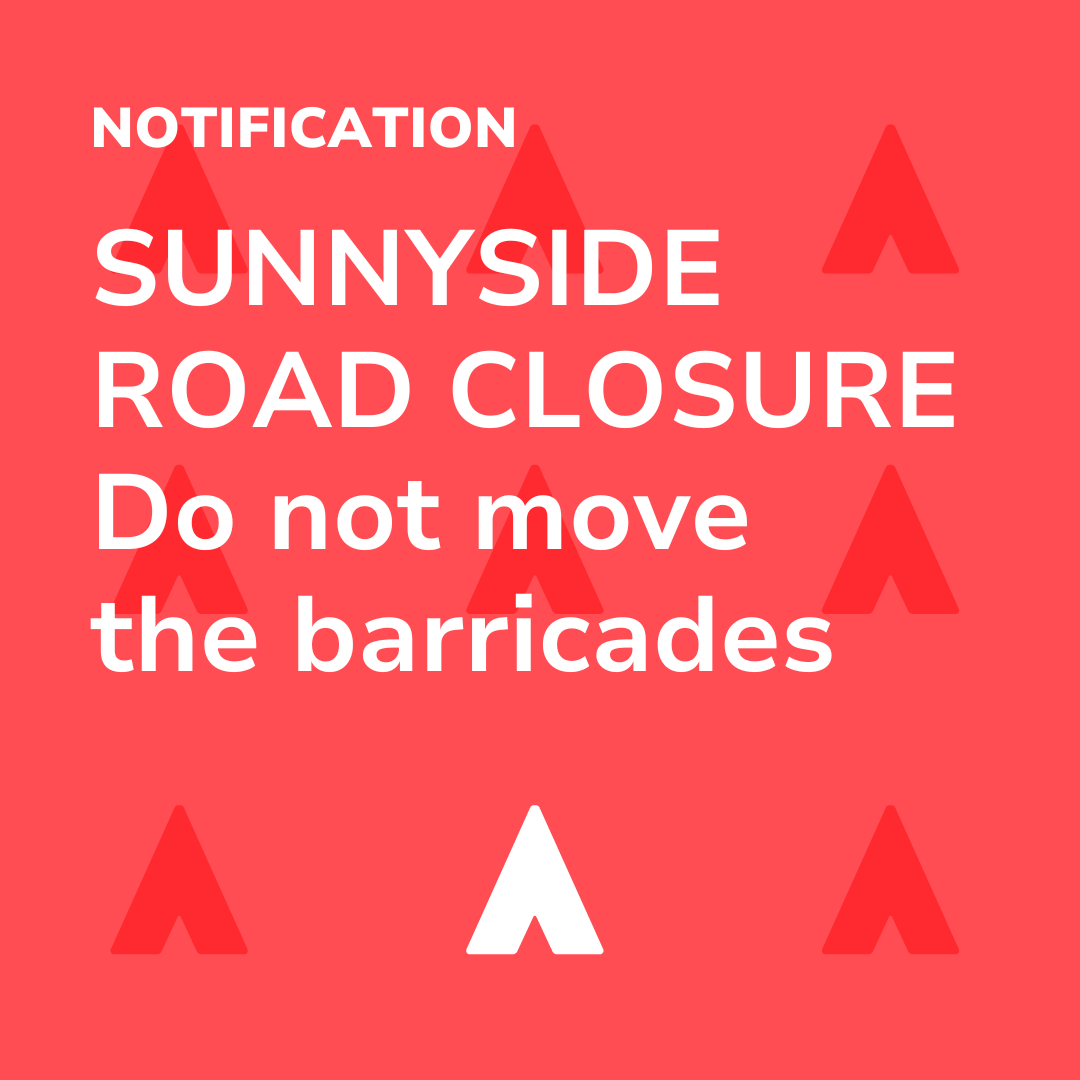 graphic for Road Closure announcement on Sunnyside Road