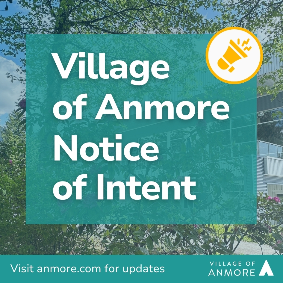 Graphic with text - Village of Anmore issues Notice of Intent